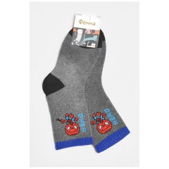 Носки детские махровые для мальчика темно-серого цвета 189471L