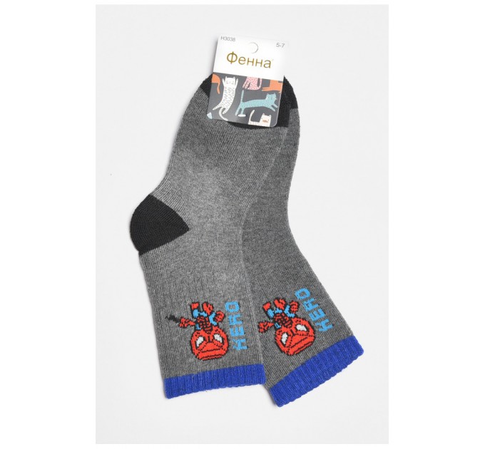 Носки детские махровые для мальчика темно-серого цвета 189471L