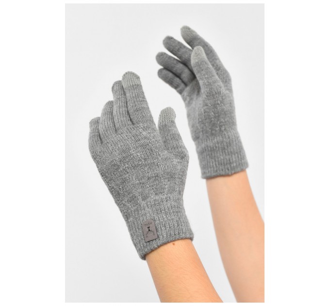 Рукавички жіночі сенсорні сірого кольору утеплені 189518L