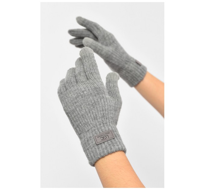 Перчатки женские сенсорные серого цвета утепленные 189521L