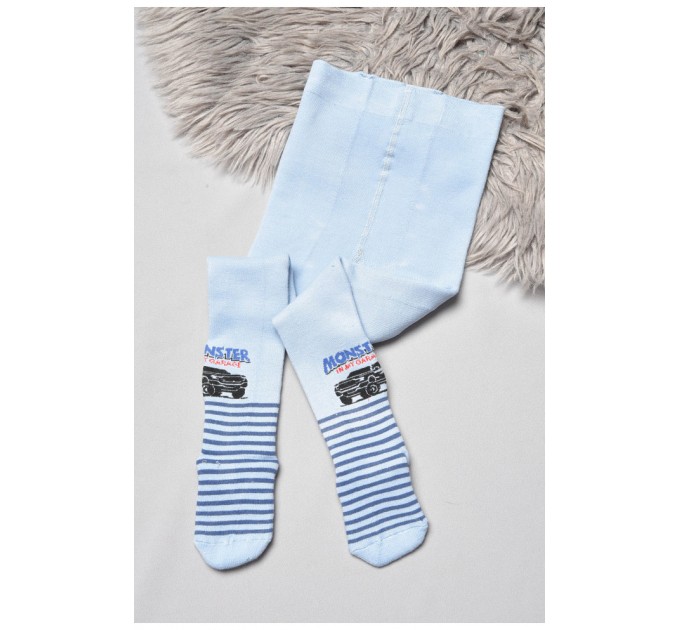 Колготи дитячі махрові для хлопчика блакитного кольору 189585L