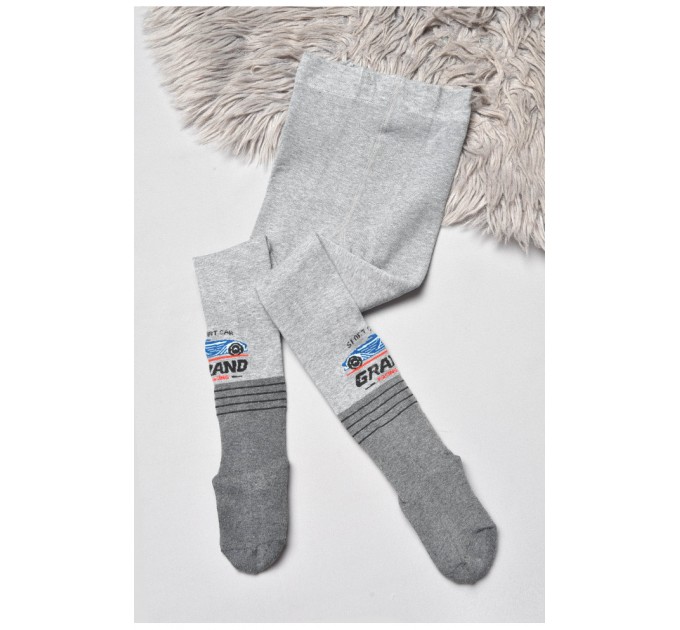 Колготы детские махровые для мальчика серого цвета 189586L