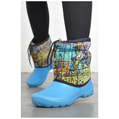 Дутики жіночі на флісі блакитного кольору 189789L