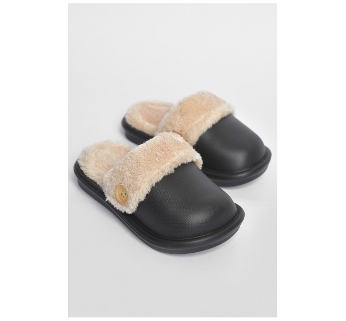 Капці дитячі чорного кольору на хутрі 190044L