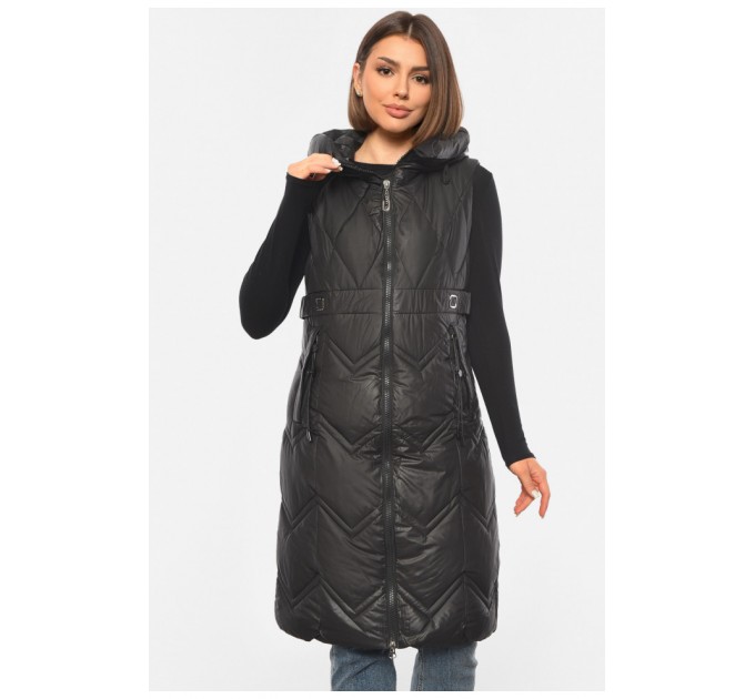 Жилетка жіноча подовжена чорного кольору 190281L