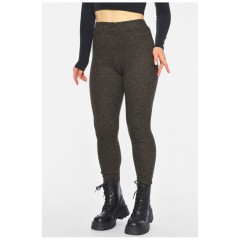 Лосини жіночі з начісом коричневого кольору з принтом 190461L