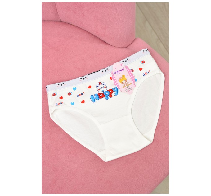 Трусики дитячі для дівчинки білого кольору з малюнком 190716L