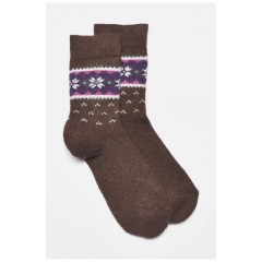 Шкарпетки жіночі махрові із ангори коричневого кольору 190793L