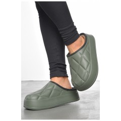Калоші без задника утеплені кольору хакі 190833L