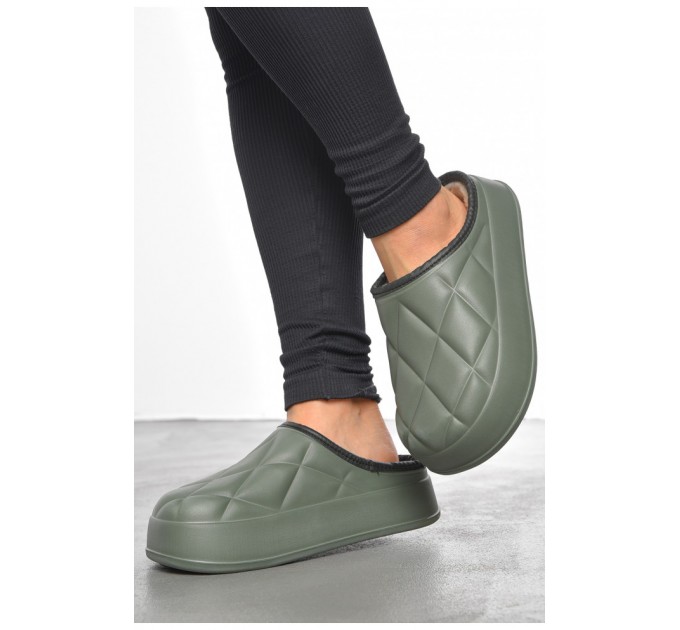 Галоши без задника утепленные цвета хаки 190833L