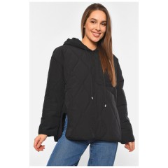 Анорак жіночий демісезонний однотонний чорного кольору 190966L Анорак жіночий демісезонний однотонний чорного кольору 190966L