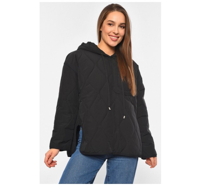 Анорак жіночий демісезонний однотонний чорного кольору 190966L