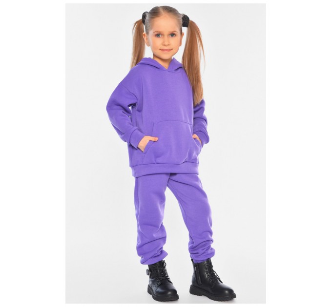 Спортивний костюм дитячий на флісі фіолетового кольору 191038L