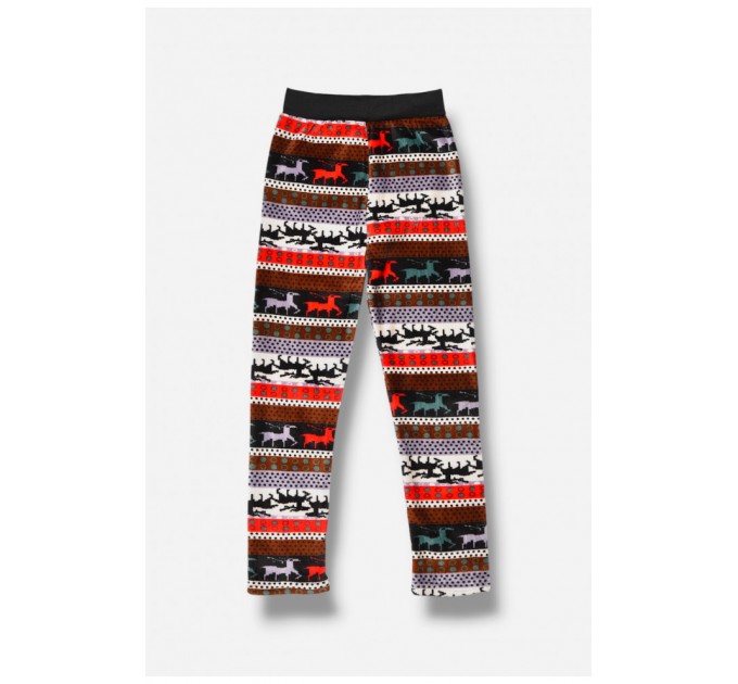 Лосины детские велюровые для девочки с начесом черного цвета 191090L