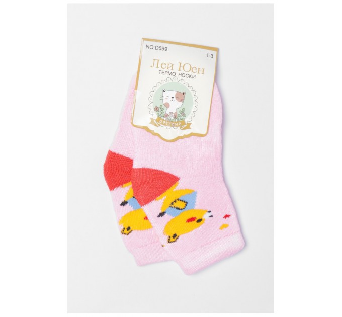 Носки детские махровые для девочки розового цвета 191285L