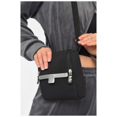 Сумка-бананка жіноча однотонна текстильна чорного кольору 191415L