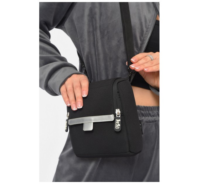 Сумка-бананка жіноча однотонна текстильна чорного кольору 191415L