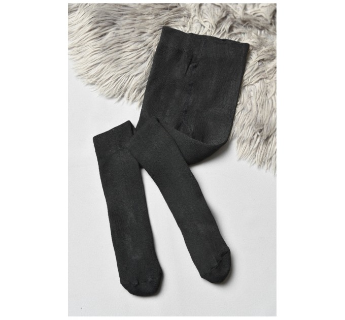 Колготы детские махровые для мальчика однотонные черного цвета 191651L