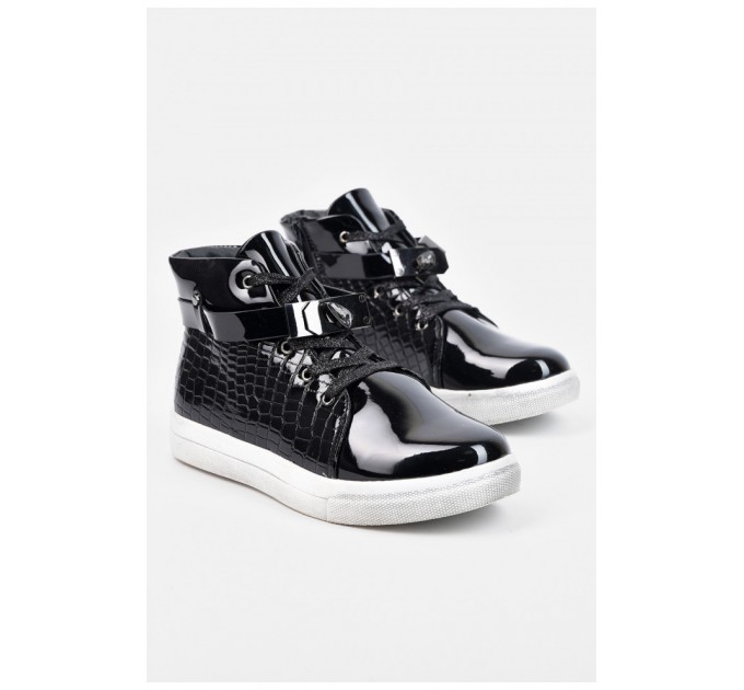 Черевики дитячі демісезон чорного кольору на шнурівці 191726L