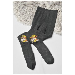 Колготи дитячі махрові для хлопчика темно-сірого кольору з малюнком 191772L