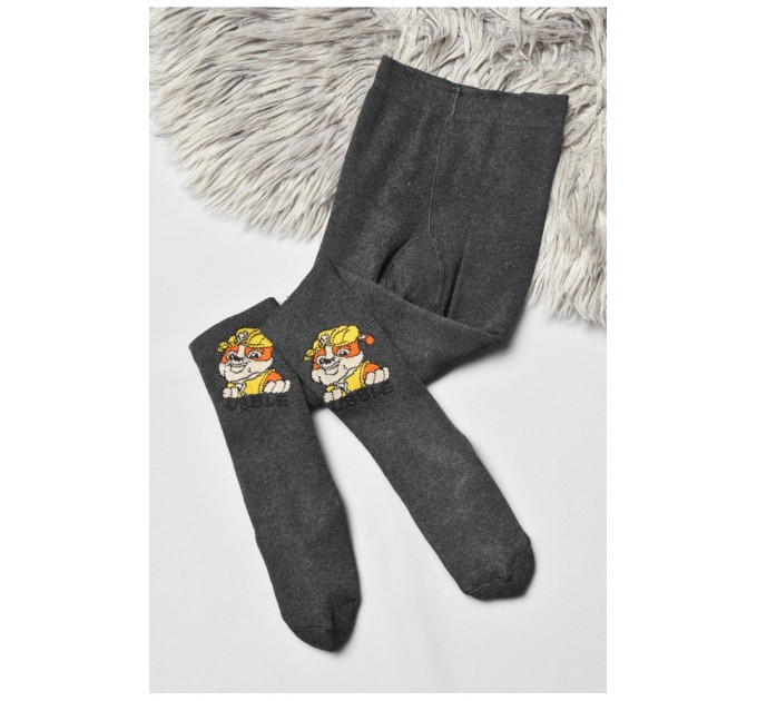 Колготи дитячі махрові для хлопчика темно-сірого кольору з малюнком 191772L