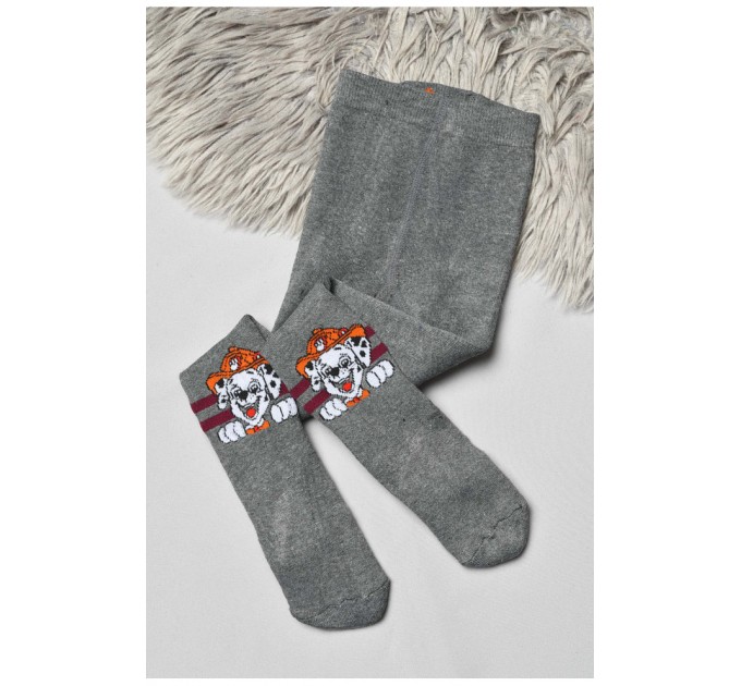 Колготы детские махровые для мальчика серого цвета с рисунком 191773L.