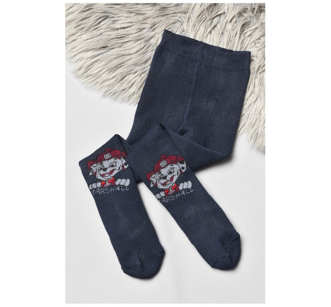 Колготы детские махровые для мальчика темно-синего цвета с рисунком 191774L.
