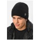 Шапка чоловіча з підворотом на флісе чорного кольору 191797L