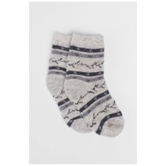 Шкарпетки дитячі теплі світло-сірого кольору з принтом 192451L