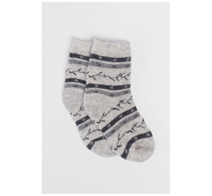 Носки детские теплые светло-серого цвета с принтом 192451L