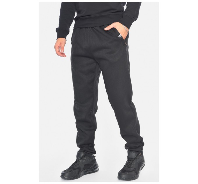 Спортивні штани чоловічі на флісі чорного кольору 192578L