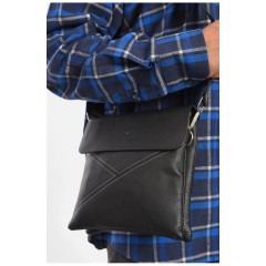 Сумка чоловіча через плече з екошкіри чорного кольору 192812L