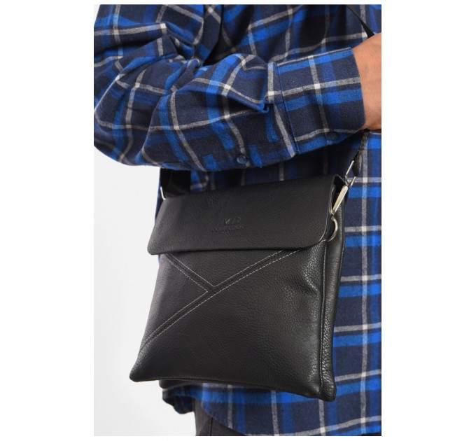 Сумка мужская через плечо из экокожи черного цвета 192812L