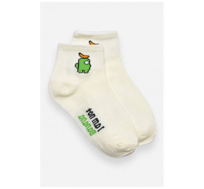 Носки детские демисезонные молочного цвета с рисунком 192837L