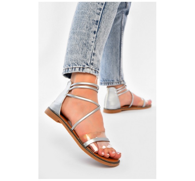 Босоножки женские серого цвета 192857L