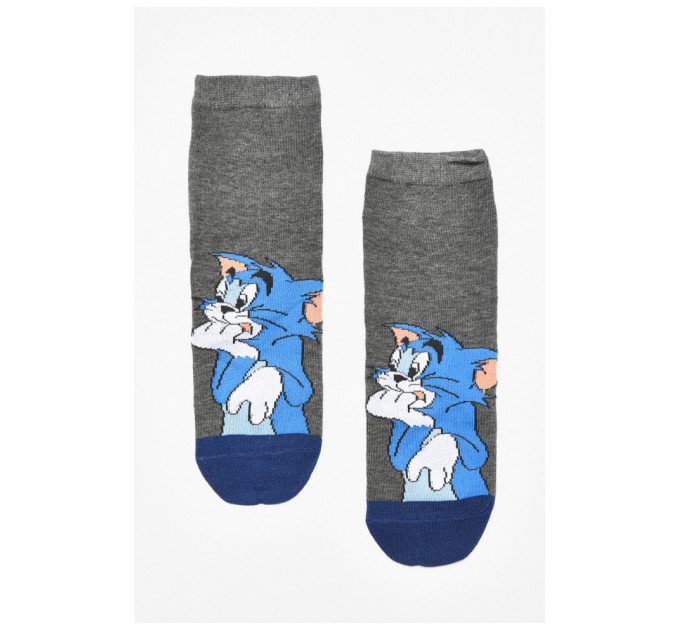 Шкарпетки дитячі демісезонні темно-сірого кольору з малюнком 192910L