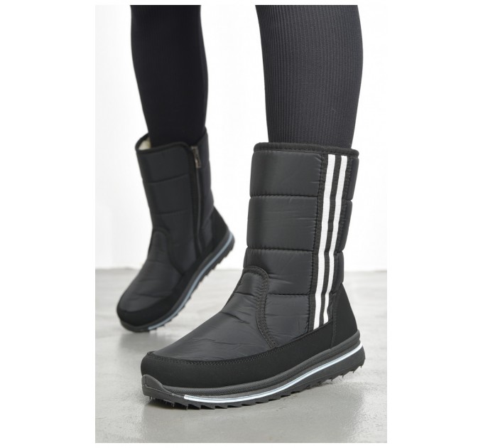 Дутики женские на меху черного цвета 193075L