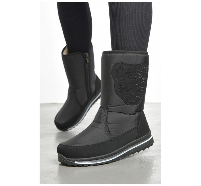 Дутики женские на меху черного цвета 193076L