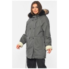 Парка жіноча демісезонна сірого кольору 193287L