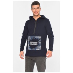 Худі чоловіче з малюнком темно-синього кольору 193324L Худі чоловіче з малюнком темно-синього кольору 193324L