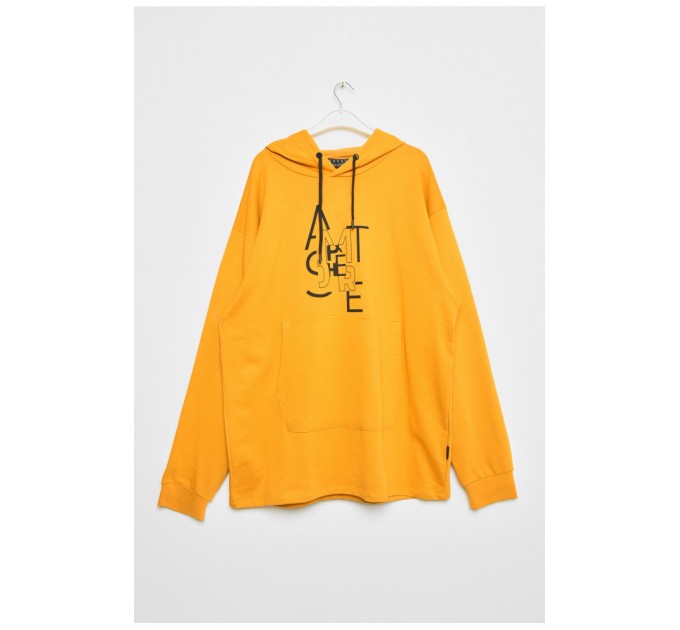 Худі чоловіче напівбатальне з малюнком гірчичного кольору 193328L