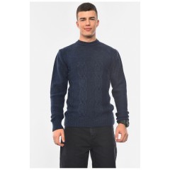 Светр чоловічий однотонний темно-синього кольору 193386L