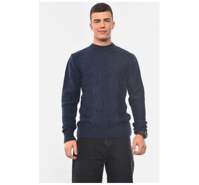 Светр чоловічий однотонний темно-синього кольору 193386L