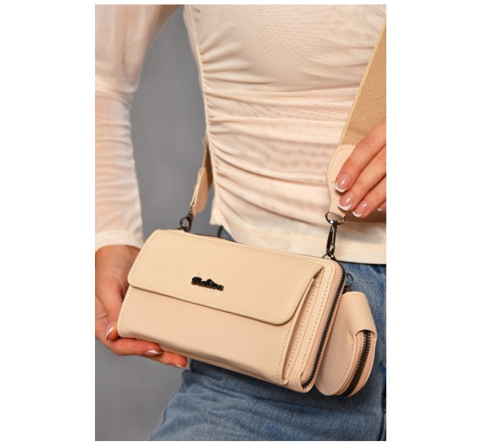 Женский клатч из экокожи бежевого цвета 193568L