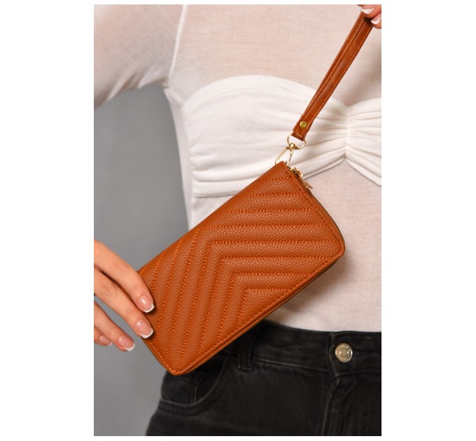 Гаманець жіночий з екошкіри коричневого кольору 193613L