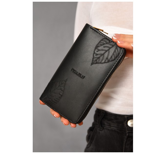 Кошелек женский из экокожи черного цвета 193628L