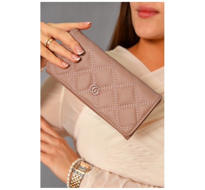 Кошелек женский из экокожи пудрового цвета 193641L