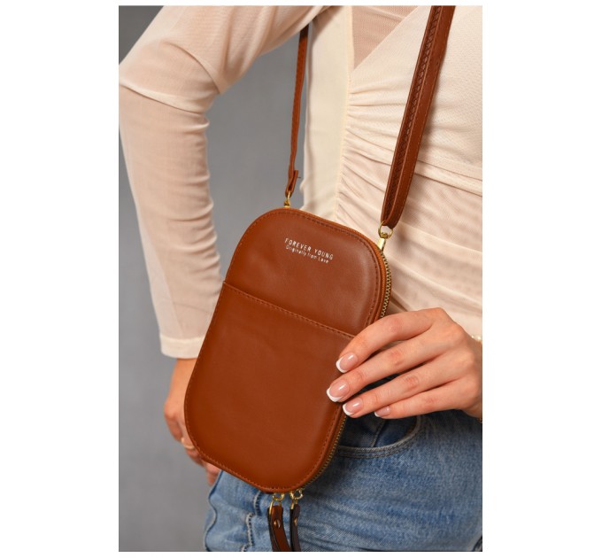 Женский клатч из экокожи коричневого цвета 193647L