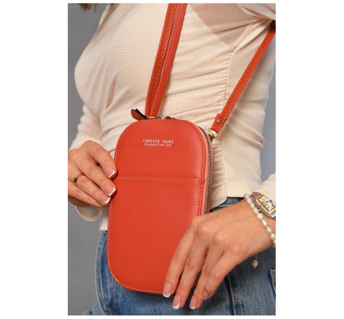 Клатч жіночий з екошкіри теракотового кольору 193648L