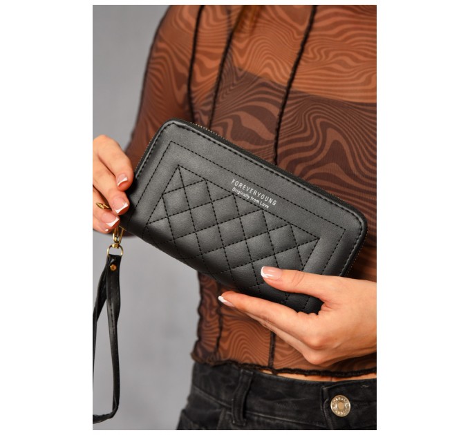 Гаманець жіночий з екошкіри чорного кольору 193651L